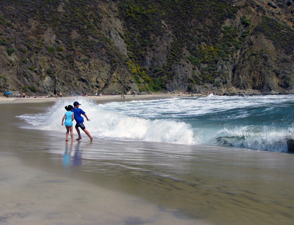 Pfeiffer Beach running from the waves