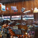 books hanging from the rafters