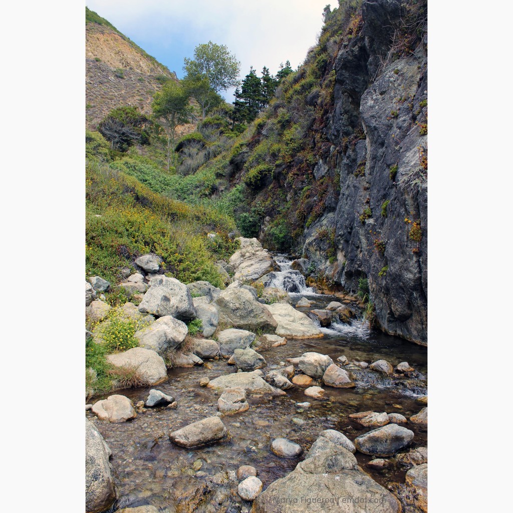 The stream that comes down to the cove (with a very small waterfall)